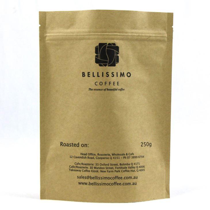 250g stojace kávové tašky so zipsom