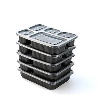 Bezplatná vzorka Čierna reštaurácia Obed Bento Box 2-priehradková plastová ná...