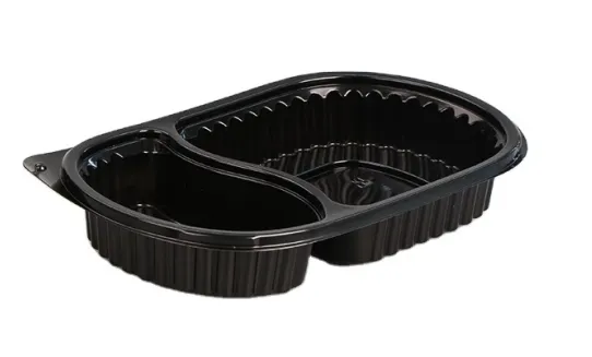 PP oválna 2-priehradková nádoba na potraviny